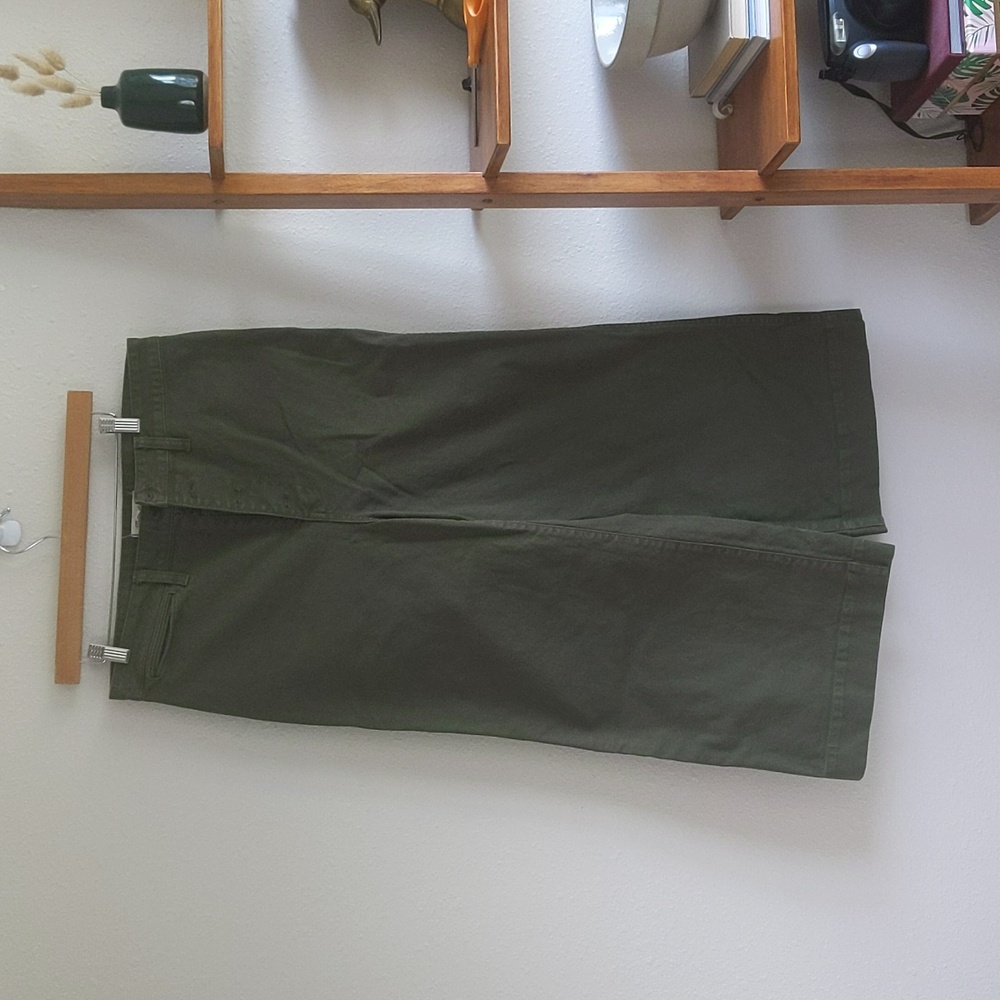 Madewell Emmett Wide-Leg Crop Pants: Button-Front Edition - Green Loden Sz 31
